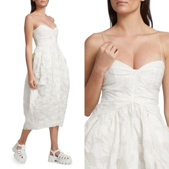 NWT CECILIE BAHNSEN Jeorge Jacquard Bustier Midi-Dress Size 6 $1,820 - Picture 2 of 9